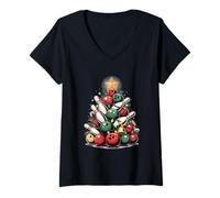 Femme Noël : Un Arbre de Bowling Fait des grèves T-Shirt avec Col en V