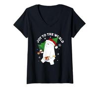 Femme Noël We Bare Bears Ho Ho Ho T-Shirt avec Col en V