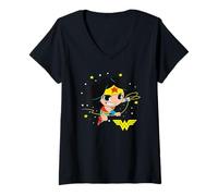 Femme Noël Wonder Woman T-Shirt avec Col en V