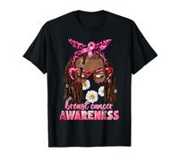 Femme Noire Afro avec Dreadlocks pour la Sensibilisation au Cancer du Sein T-Shirt
