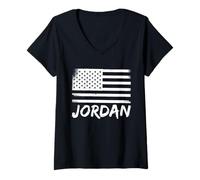 Femme Nom d'anniversaire personnalisé de citoyenneté jordanienne T-Shirt avec Col en V