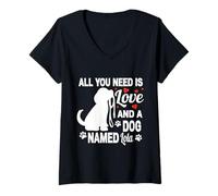 Femme Nom de Chien personnalisé Lola Cute Dog Lover T-Shirt avec Col en V