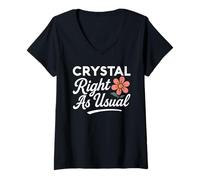 Femme Nom de Fleur en Cristal « Right As Usual Mother Wife Girlfriend » T-Shirt avec Col en V