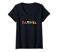 Femme Nom de Gabriel T-Shirt avec Col en V