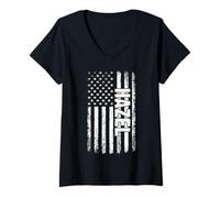 Femme Nom de Hazel Personal Flag American Retro Femmes Funny T-Shirt avec Col en V