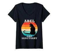 Femme Nom de la réunion de Famille ABEL Cat Sanctuary T-Shirt avec Col en V