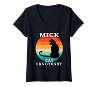 Femme Nom de la réunion de Famille du Groupe Mick Cat Sanctuary T-Shirt avec Col en V