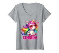 Femme Nom de Licorne Kennedy - Design personnalisé T-Shirt avec Col en V