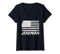 Femme Nom de prénom personnalisé de citoyenneté d'anniversaire de Jeremiah T-Shirt avec Col en V