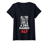 Femme Nom du chien Alf - All You Need is Love! T-Shirt avec Col en V