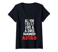 Femme Nom du chien Astro - All You Need is Love! T-Shirt avec Col en V