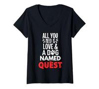 Femme Nom du chien Quest - All You Need is Love! T-Shirt avec Col en V