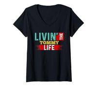 Femme Nom du t-Shirt Livin' The Tommy Life Tommy T-Shirt avec Col en V