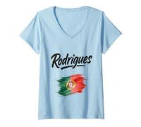 Femme Nom Portugais du Drapeau du Portugal Rodrigues T-Shirt avec Col en V