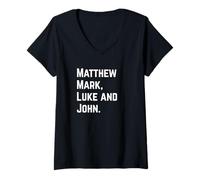 Femme Noms chrétiens Matthew Mark Luke et John T-Shirt avec Col en V
