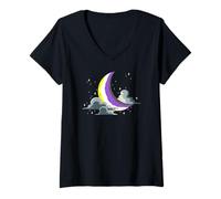 Femme Non Binaire Lune Ce n'est Pas Une Phase Non Binaire T-Shirt avec Col en V