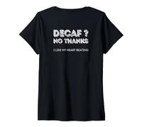 Femme Non, décaféiné, Merci, J'aime Que Mon cœur Batte T-Shirt avec Col en V