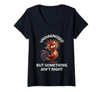 Femme Non diagnostiqué Ain't Right Crazy Chicken and Squirrel T-Shirt avec Col en V