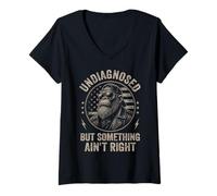 Femme Non diagnostiqué mais Quelque Chose ne va Pas Funny Monkey T-Shirt avec Col en V