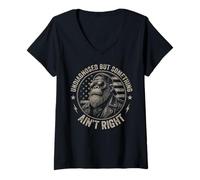 Femme Non diagnostiqué mais Quelque Chose ne va Pas Funny Monkey T-Shirt avec Col en V