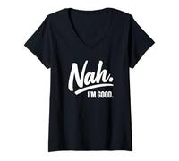 Femme Non, Je Vais Bien - Funny Influencer T-Shirt avec Col en V
