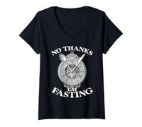 Femme Non Merci Je jeûne T-Shirt avec Col en V