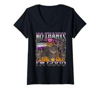 Femme Non merci, je suis bon, drôle, chat gay asexué, mème, bootleg T-Shirt avec Col en V