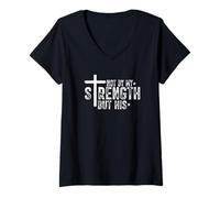 Femme Non par Mes Forces, mais par Son Jésus-Christ T-Shirt avec Col en V