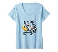 Femme Non, pas aujourd'hui Lazy Raccoon Vintage T-Shirt avec Col en V