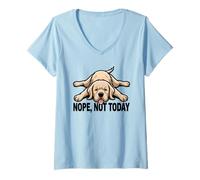 Femme Non, Pas Aujourd'hui, Un Chien Golden Retriever Lazy Sploot T-Shirt avec Col en V
