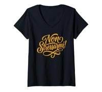 Femme Non Stressarmi! Plaidoyer Italien pour Une Zone sans Stress T-Shirt avec Col en V