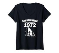 Femme Non supervisé Depuis 1972, rétro, années 70 et 80, Enfant, Nostalgie, Anniversaire T-Shirt avec Col en V