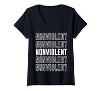 Femme Non Violent T-Shirt avec Col en V
