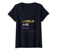 Femme Nonbinary Pride Labels are for Clothes Non-Binary Flag T-Shirt avec Col en V