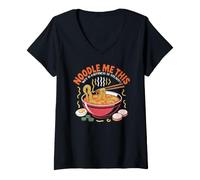 Femme Noodle me This: Why is Happiness So Steamy? Cute Ramen T-Shirt avec Col en V