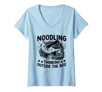 Femme Noodling Thinking Outside The Box Noodler Catfish Catfishing T-Shirt avec Col en V