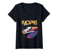 Femme Nope Funny Astronaute Space Universe Rocket Science Moon T-Shirt avec Col en V