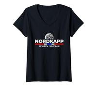 Femme Nord Norvège Coordonnées Souvenir Voyage T-Shirt avec Col en V
