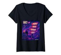Femme Nord Sud Ouest Est 883 Tee T-Shirt avec Col en V