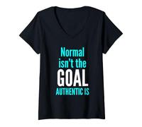 Femme Normal n'est Pas l'objectif Authentique est la Sensibilisation à la neurodiversité T-Shirt avec Col en V