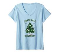 Femme North Pole University Christmas Tees Decor and More T-Shirt avec Col en V