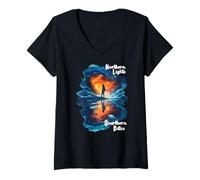 Femme Northern Lights, Southern Bites T-Shirt avec Col en V