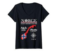Femme Norvège 2026 - Voyage en Famille en Norge - des Souvenirs pour Toute Une Vie T-Shirt avec Col en V