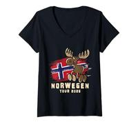 Femme Norvège Tour 2026 - Élan T-Shirt avec Col en V