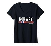 Femme Norway Flag | Norwegian Vintage Distressed T-Shirt avec Col en V