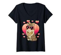 Femme Norwegian Forest Cat Valentines Day T-Shirt avec Col en V