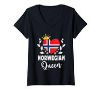 Femme Norwegian Queen Norway Flag Proud Norwegian Woman T-Shirt avec Col en V