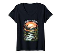 Femme Norwood Colorado USA Retro Mountain Style rétro T-Shirt avec Col en V