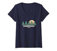 Femme Norwood MA T-Shirt rétro années 70 T-Shirt avec Col en V