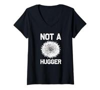 Femme Not A Hugger - Oursin de mer amusant No Hugs Introvert Sarcastic T-Shirt avec Col en V